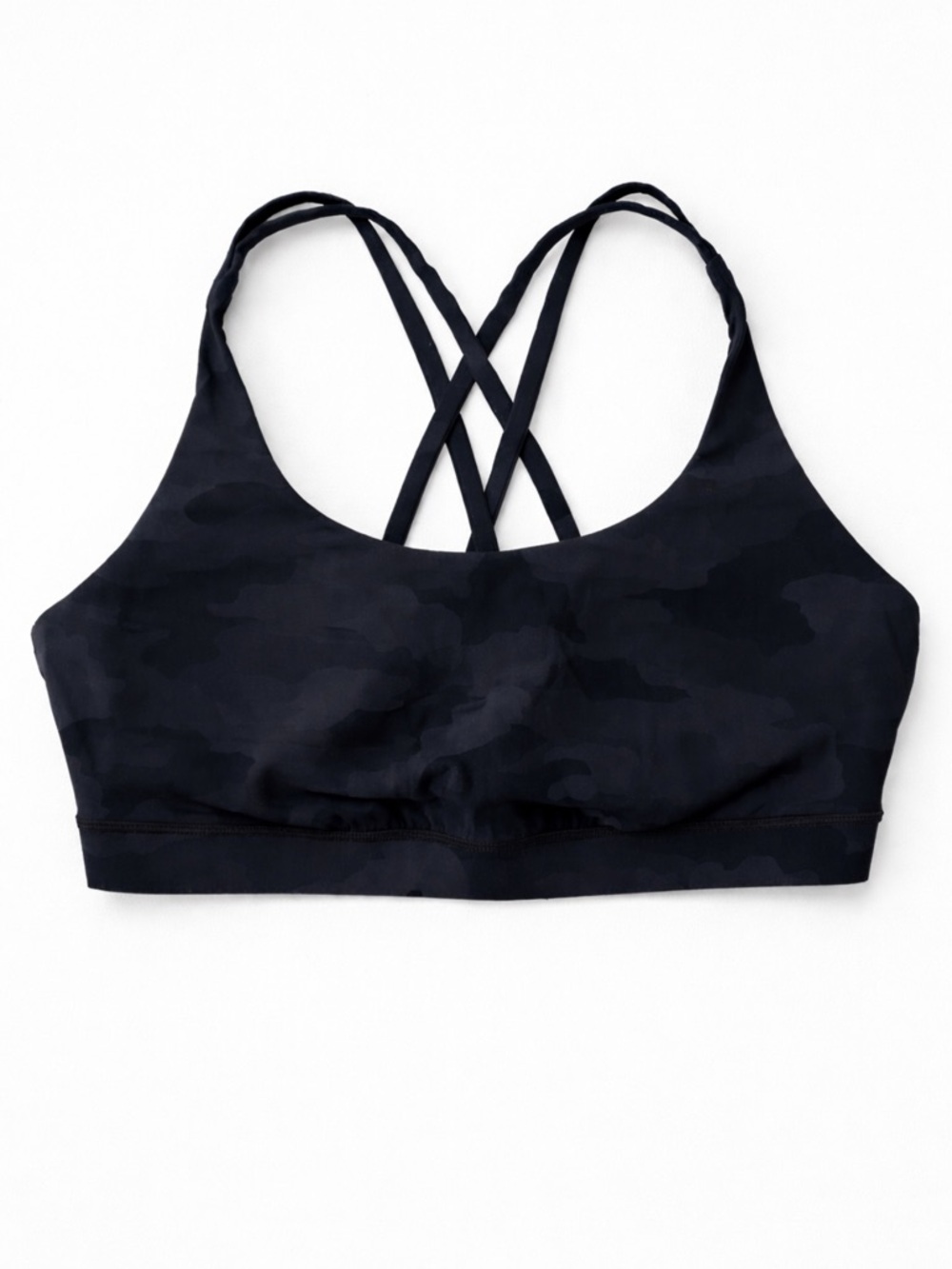 Lululemon Energy Bra Size 14 Black Camo Strappy Back Medium Support
